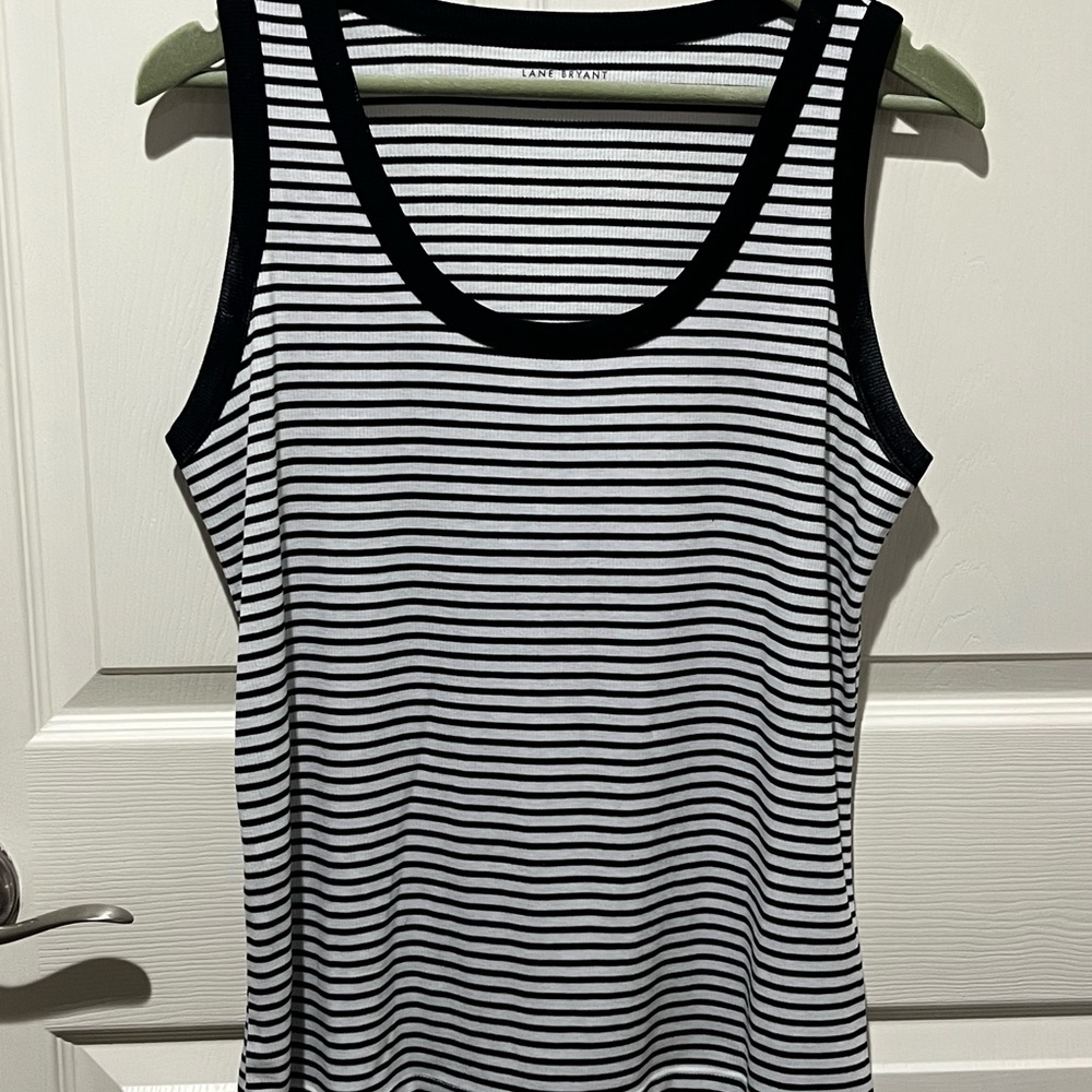 Lane Bryant Black and White Striped Women's Tank Top